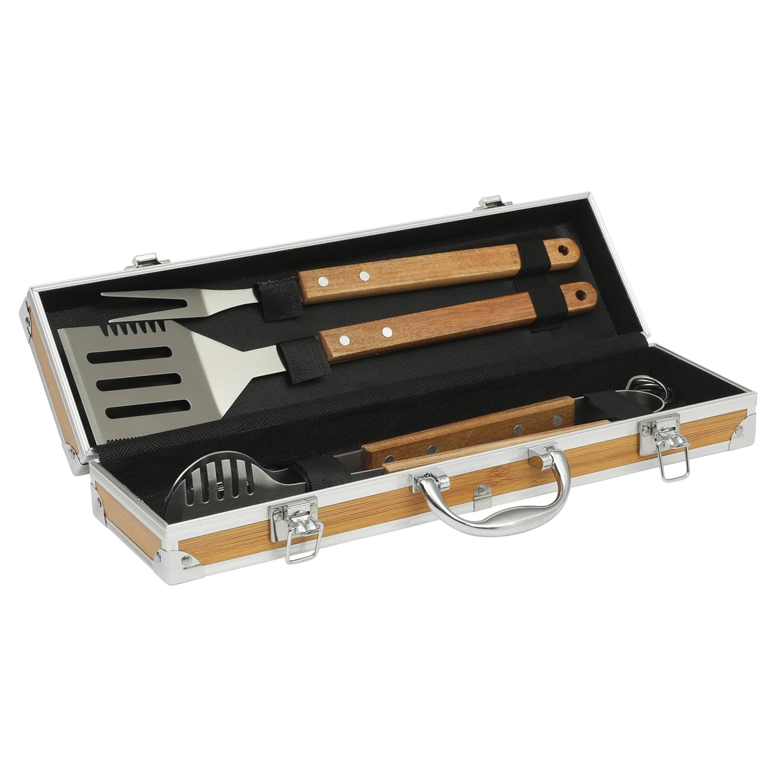 Alt View 1. Gibson - Gibson Home Barbecue Pro 8 Piece Stainless Steel Barbecue Tool Set with Carry Box - Brown.