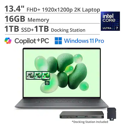 13.4" FHD+ 1920x1200p 2K Laptop
16GB Memory
1TB SSD + 1TB Docking Station
Intel Core Ultra 7
Copilot + PC
Windows 11 Pro
*Docking Station Included