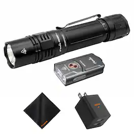 Fenix - PD36R Pro 2800 Lumens LED, USB Ports 2.4A Wall Charger, Cleaning Cloth Kit - Black