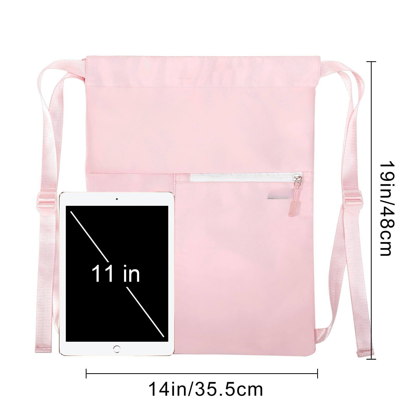 Alt View 3. Stamp n Camp - Drawstring Backpack With Mesh Pocket Water Resistant String Beach Swim Sports Gym For Women Men (pink) - Light Blue.