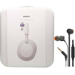 Sony - WH-1000XM5 Over-Ear Headphones Silver with JBL T110 in Ear Headphones - White