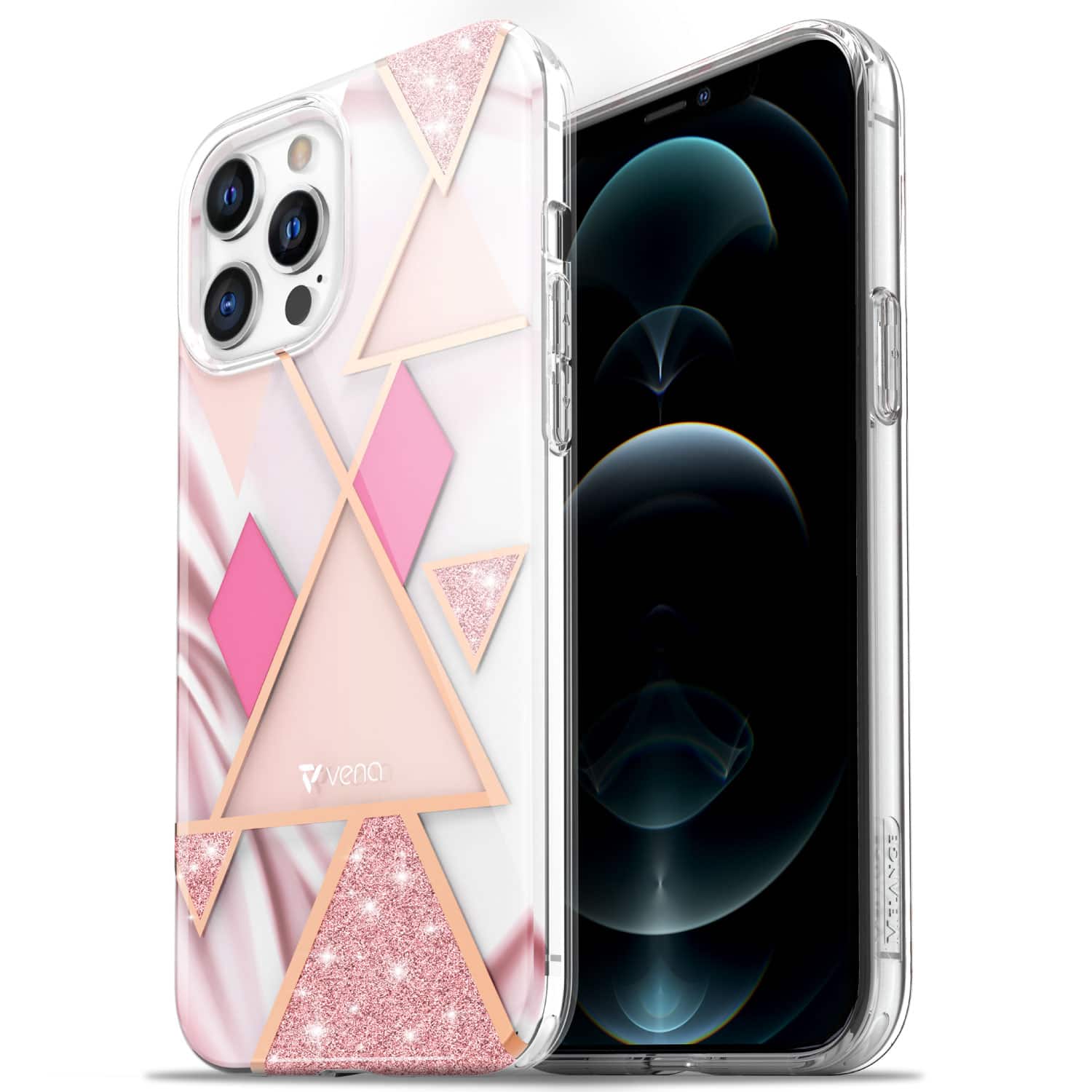 Vena - MELANGE Chic Design Slim Protective Case for Apple iPhone 12 Pro Max - Rose Gold - Multicolored