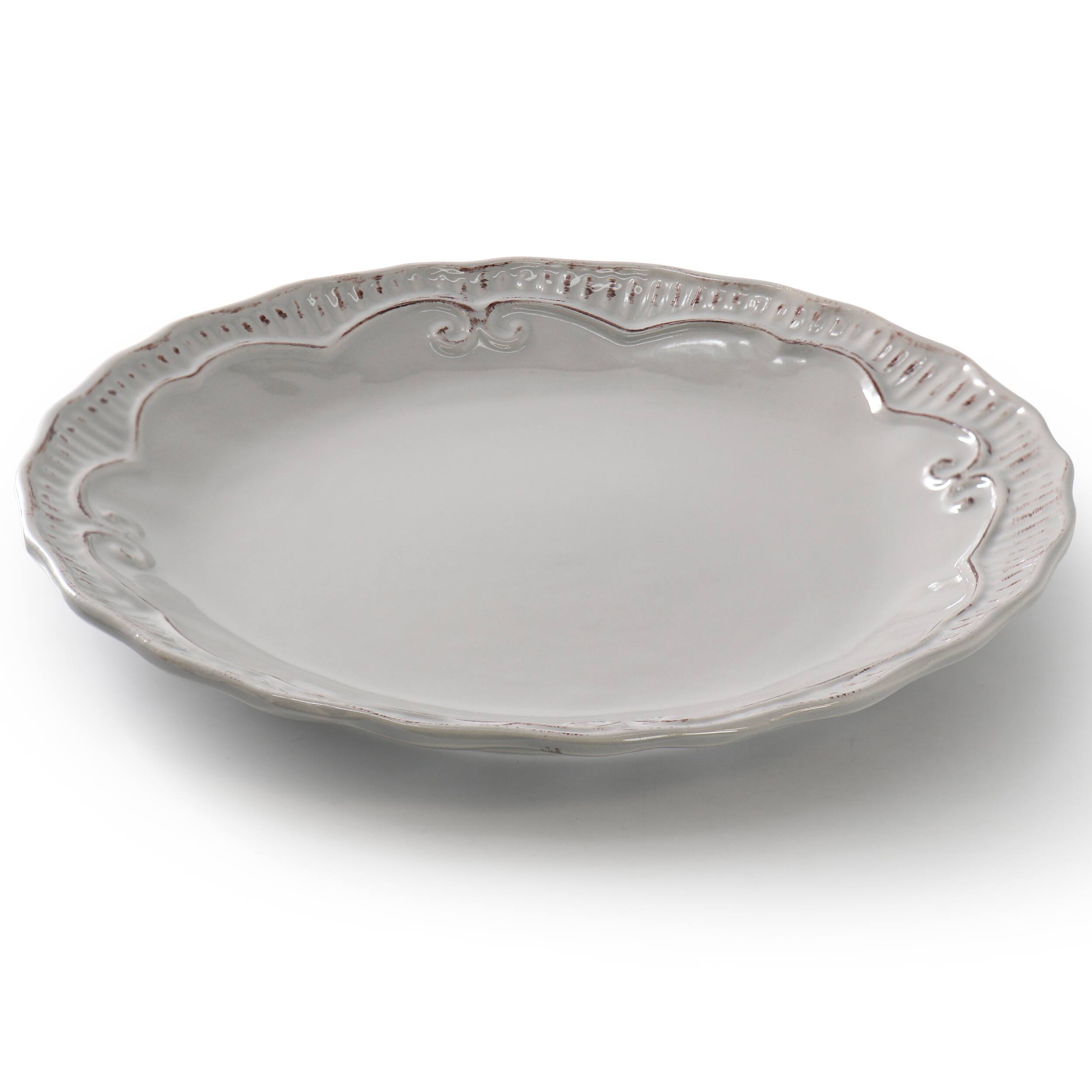 Alt View 1. Modern Southern Home - Modern Southern Home Capri 6 Piece 11 Inch Stoneware Embossed Dinner Plate Set in Grey - Gray.