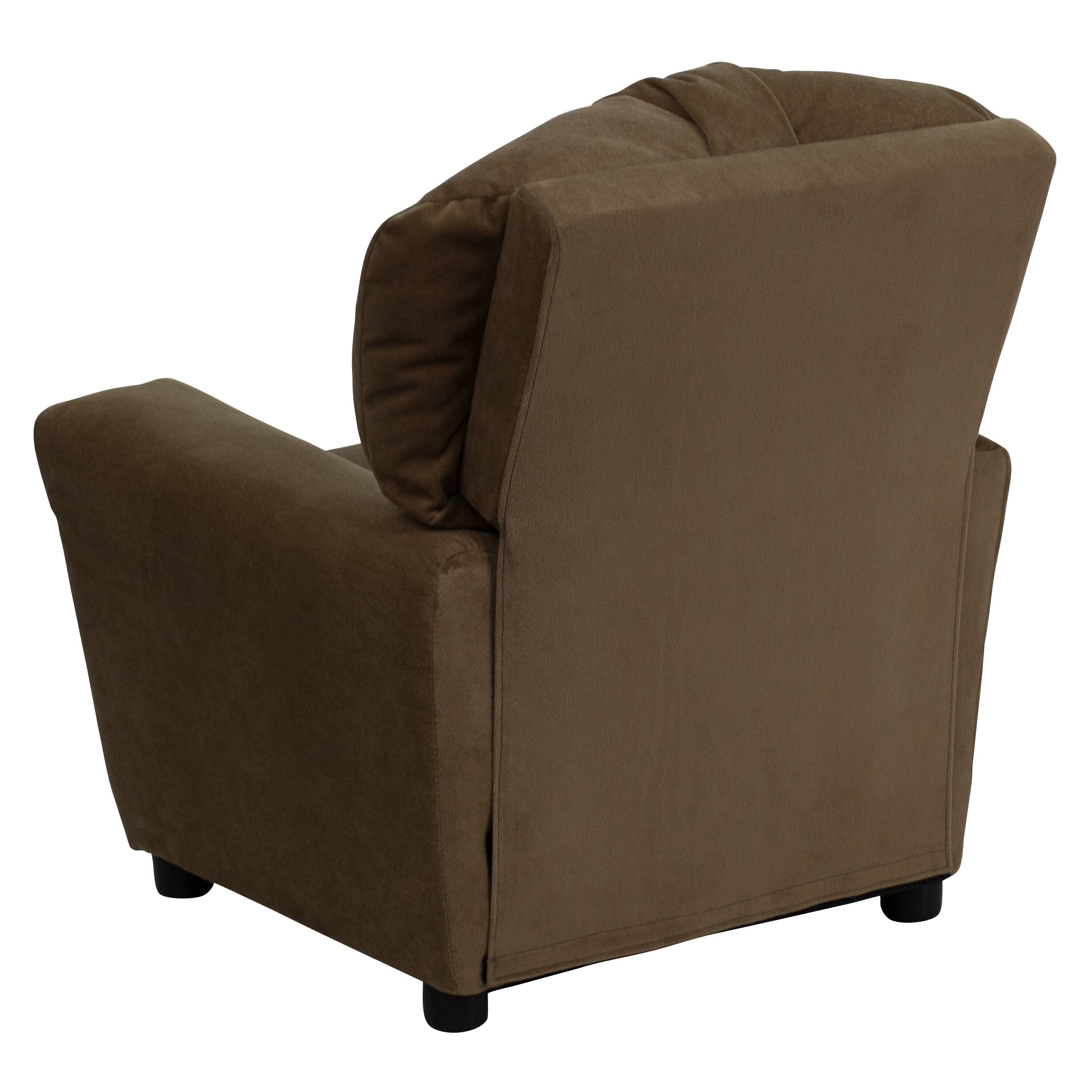 Alt View 4. Emma + Oliver - Contemporary Kids Recliner with Cup Holder - Brown Microfiber.