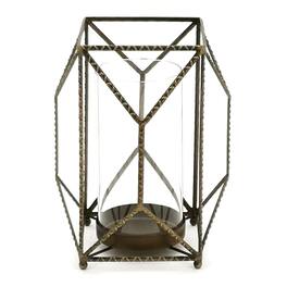BreeBe - Geometric Iron Candle Holder 10"H - Gold