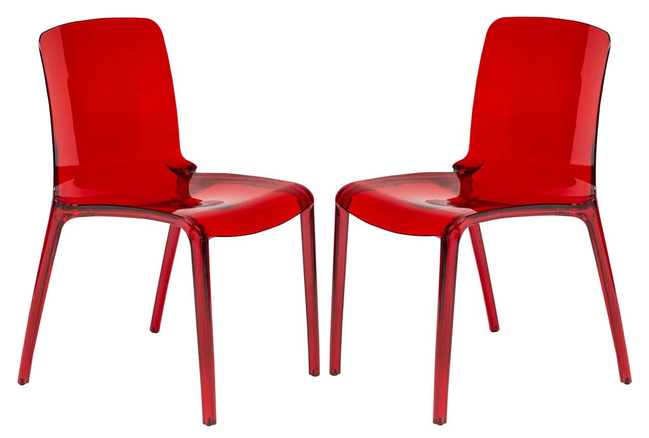LeisureMod - Murray 2-Pieces Modern Plastic Stackable Dining Chair for Home & Kitchen - Red
