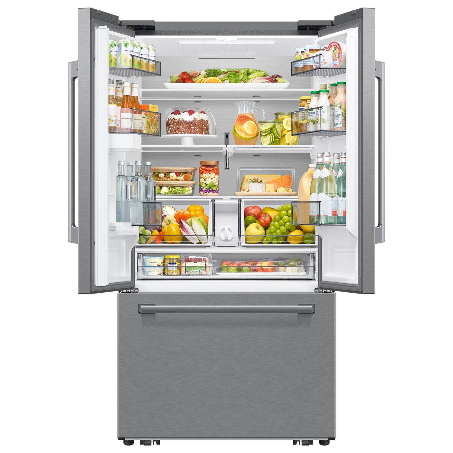 Alt View 20. Samsung - 36 in. Wide Bespoke AI 30 cu. ft. 3-Door French Door Refrigerator with Zero Clearance Fit & In-Door Tall Water Dispenser - Stainless Steel.