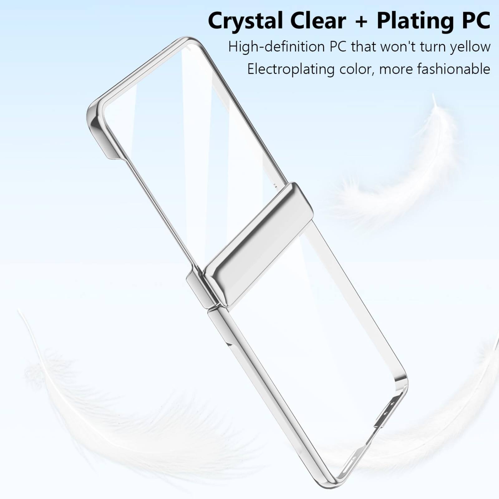 Crystal Clear + Plating PC  
High-definition PC that won't turn yellow  
Electroplating color, more fashionable