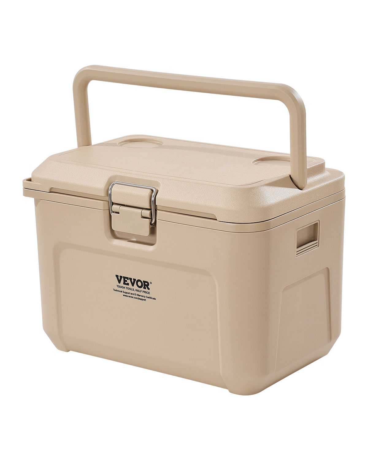 VEVOR - Portable Cooler, 16.5 QT Hard Cooler with Ice Retention, Heavy-Duty Handles and Cup Holder - White