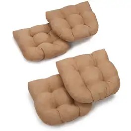 Blazing Needles - 19-inch U-Shaped Micro Suede Tufted Dining Chair Cushions (Set of 4) - Java