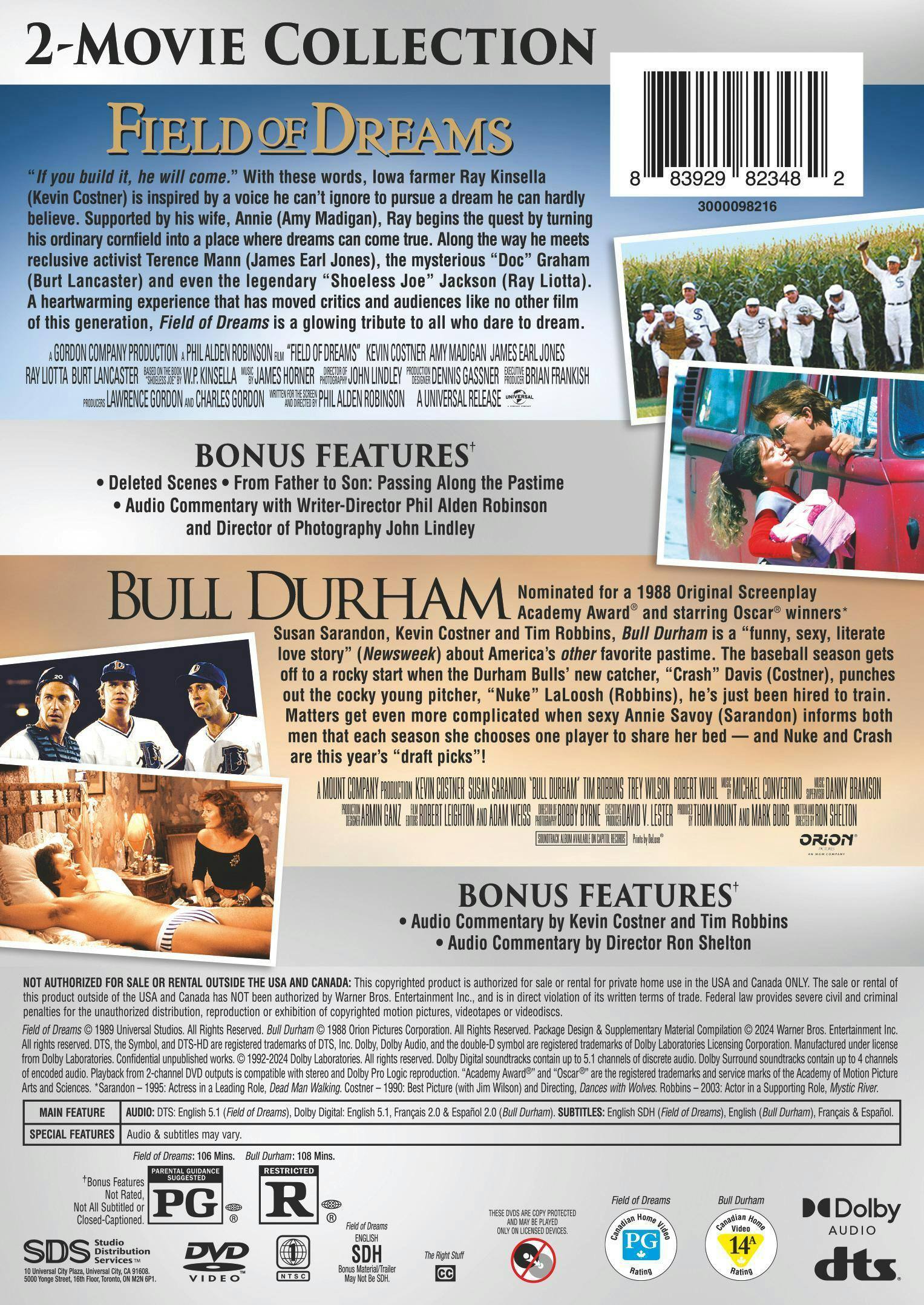 Back. Field of Dreams / Bull Durham 2-Film Collection [DVD].