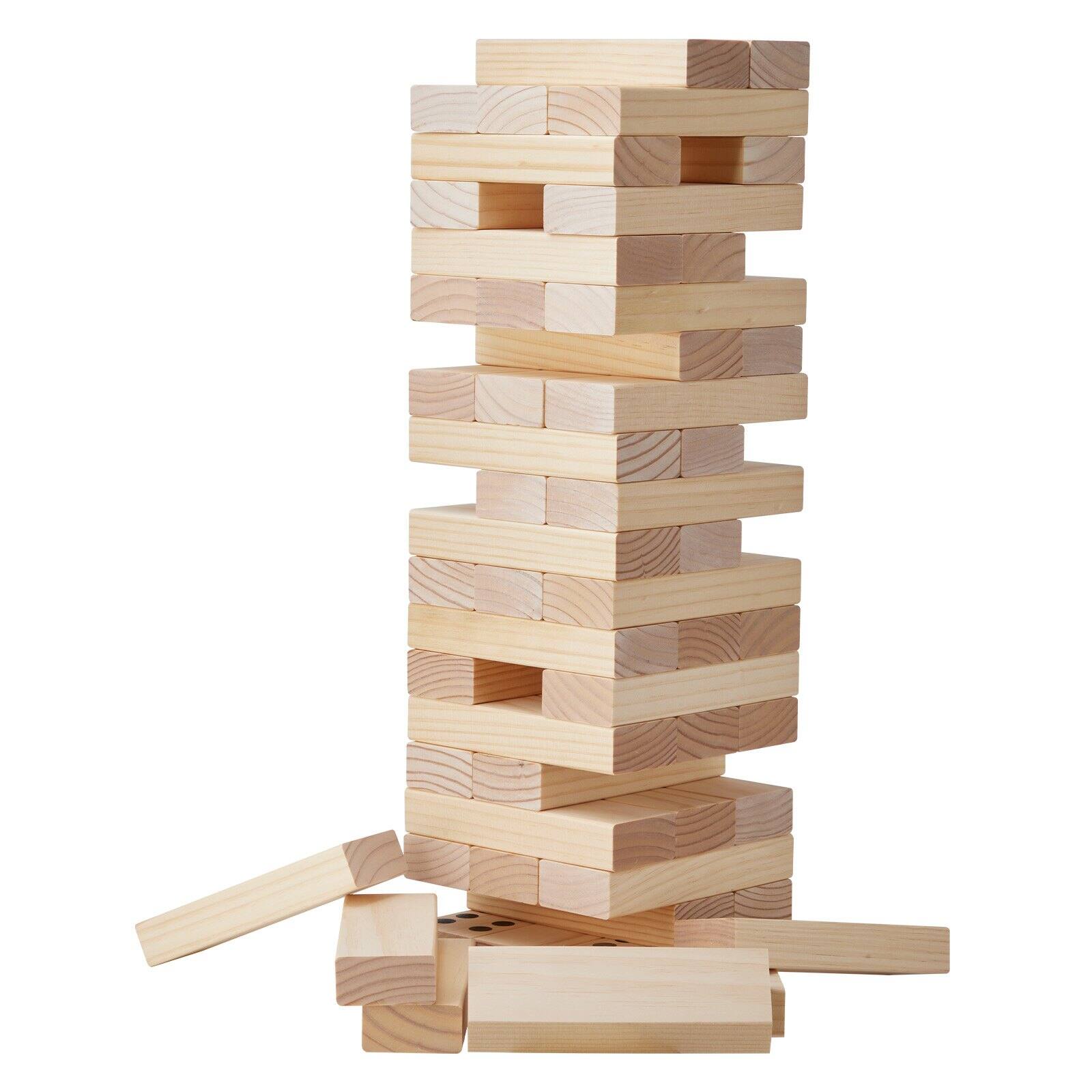 Alt View 9. HONGGE - Giant Wooden Tumbling Tower Game with Domino Blocks and Storage Bag - Natural.