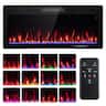 Costway - 40" Linear Electric Fireplace 1500W Recessed Wall-Mounted with Multi-Color Flame - Black