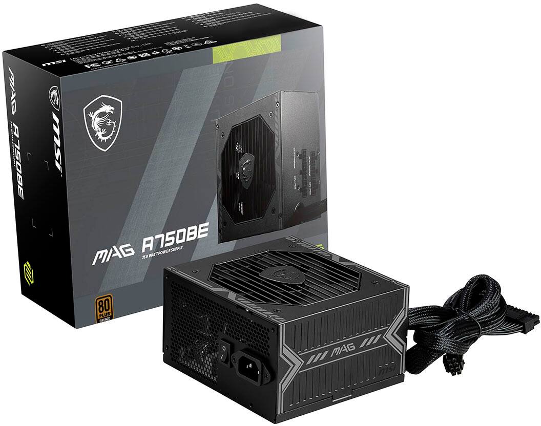 MSI - MAG A750BE 750W Non-Modular 80 Plus Bronze Power Supply - Black