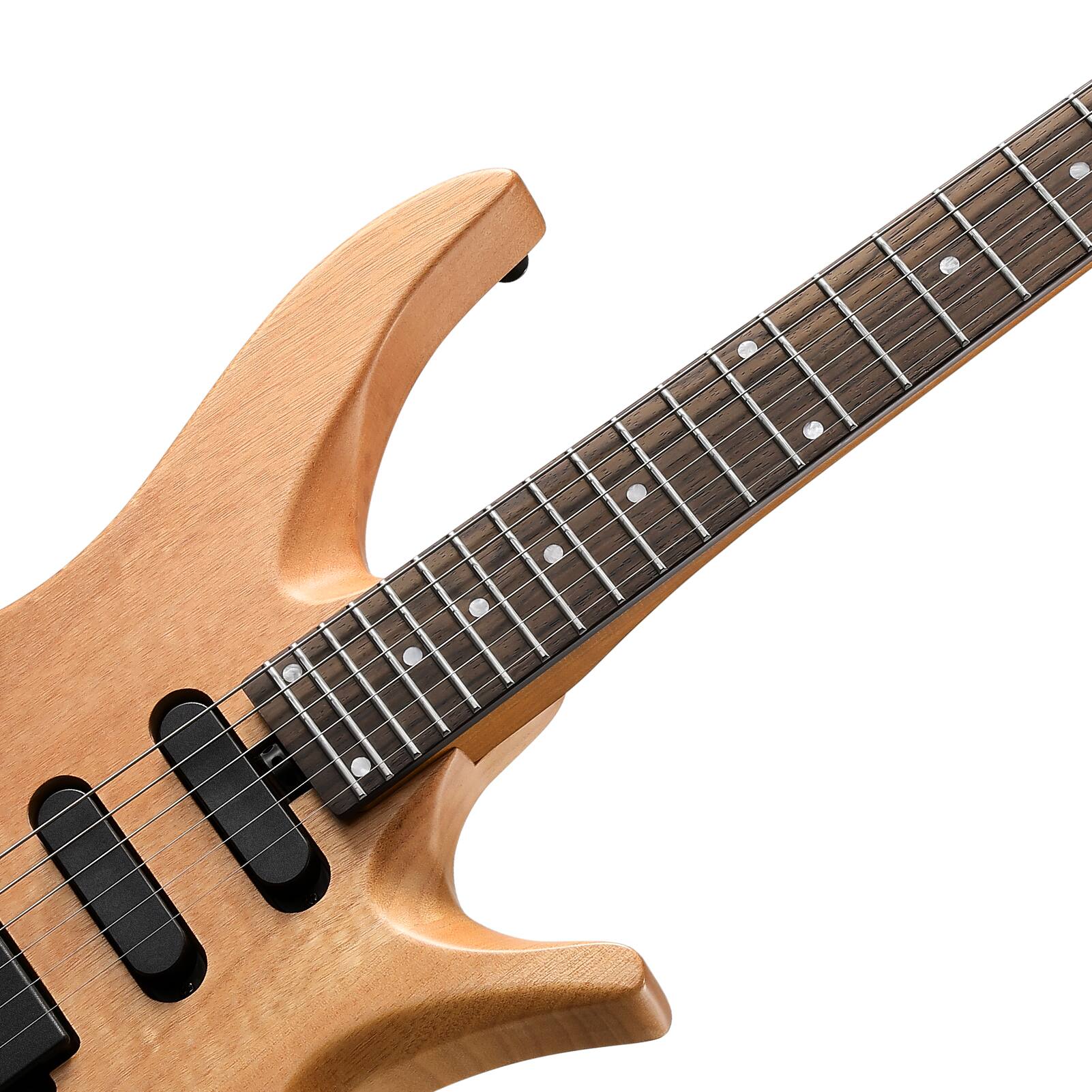 Left. Donner music - Donner HLX-500 Headless Electric Guitar Wooden Nature.