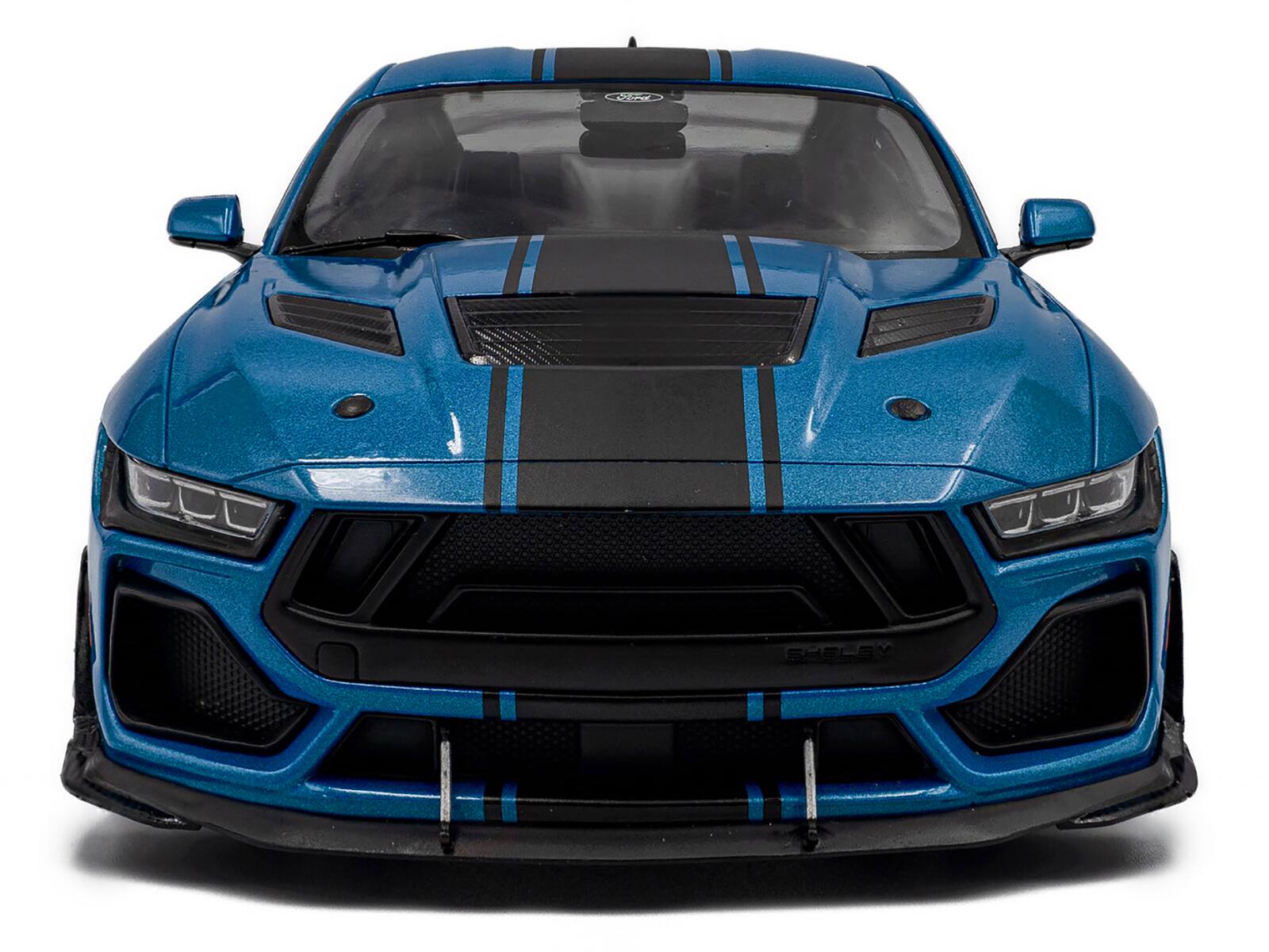 Alt View 4. Solido - 2024 Ford Shelby Mustang Super Snake Grabber Blue Metallic with Black Stripes 1/18 Diecast Model Car by Solido.