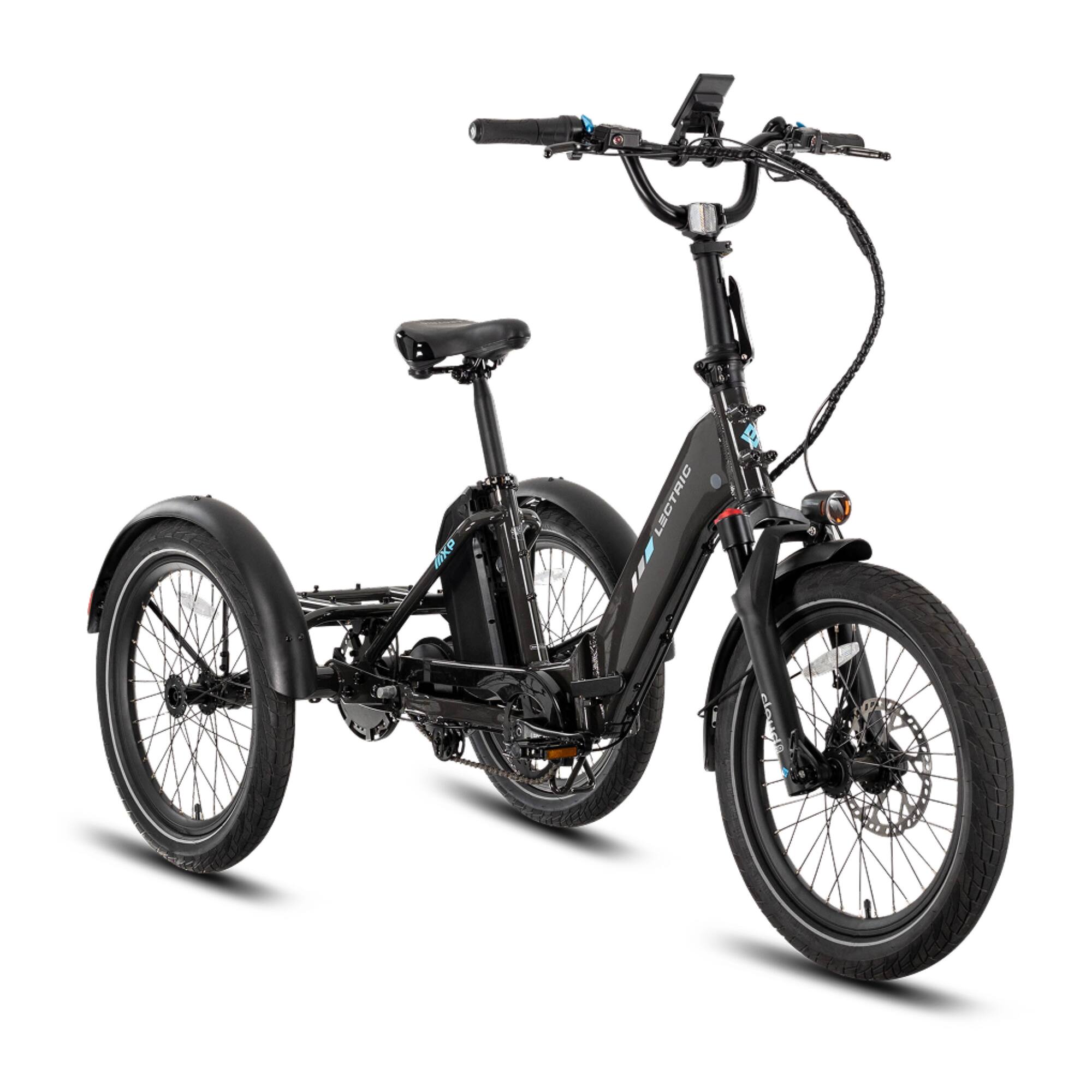 Left. Lectric eBikes - XP Trike2 Foldable eBike (Max 50mi/14mph) + Support Seat/Suspension Seat Post/Elite Headlight - Tempest Grey.