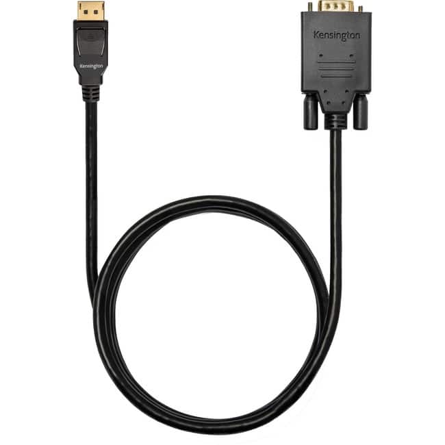 Kensington - DisplayPort 1.2 (M) to VGA (M) Passive Unidirectional Cable, 6ft - 6 ft DisplayPort/VGA Video Cable for - Black