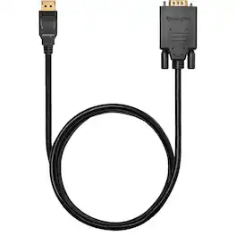 Kensington - DisplayPort 1.2 (M) to VGA (M) Passive Unidirectional Cable, 6ft - 6 ft DisplayPort/VGA Video Cable for - Black