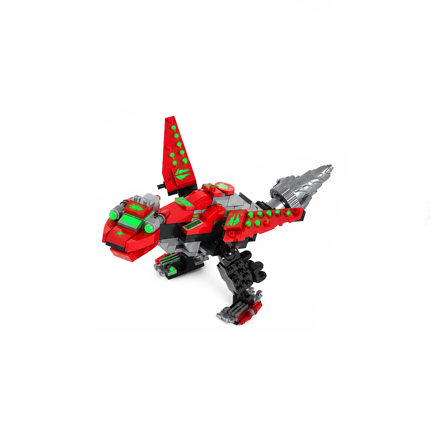 Back. JitteryGit - Robotryx Grindburst 3-in-1 Robot Building Set – 235-Piece Red & Black Mech with Drill Bits & Missiles.