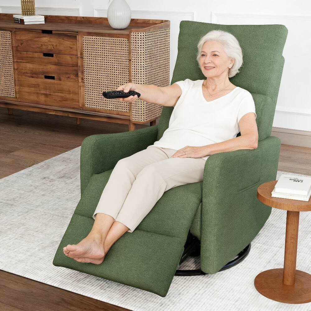 Alt View 3. Loheer - Loheer Power Swivel Recliner Chair Dark Green Rocker Recliner for Small Spaces Nursery Glider Recliner with USB Port - Dark Green.