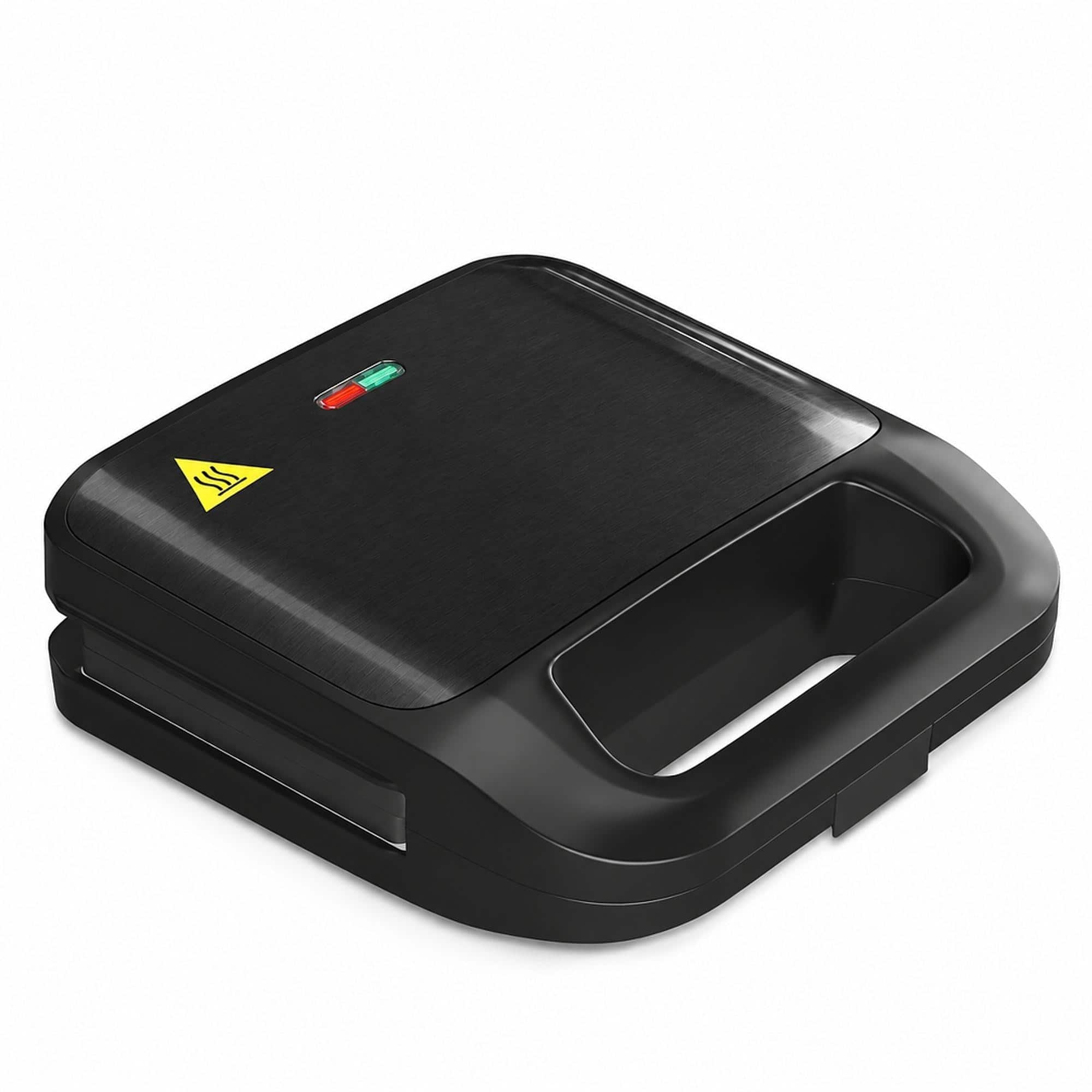 RYHNUYNE - 3-in-1 Electric Sandwich Maker with Removable Plates – Waffle, Panini, Grill, 750W - Black