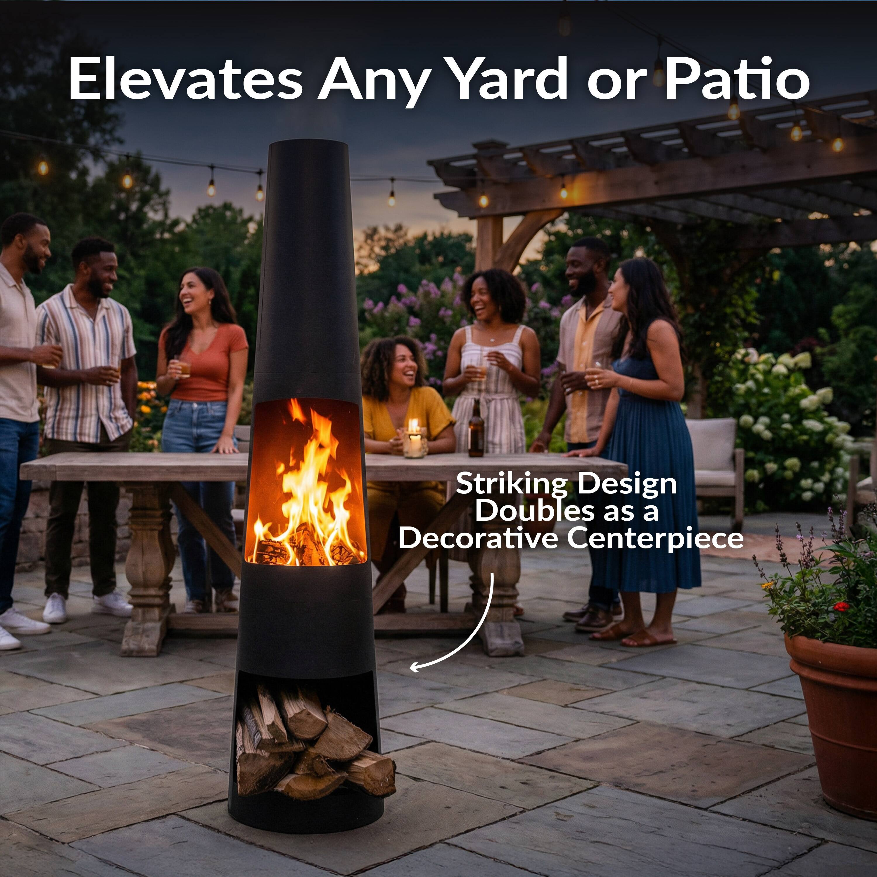 Elevates Any Yard or Patio  
Striking Design Doubles as a Decorative Centerpiece
