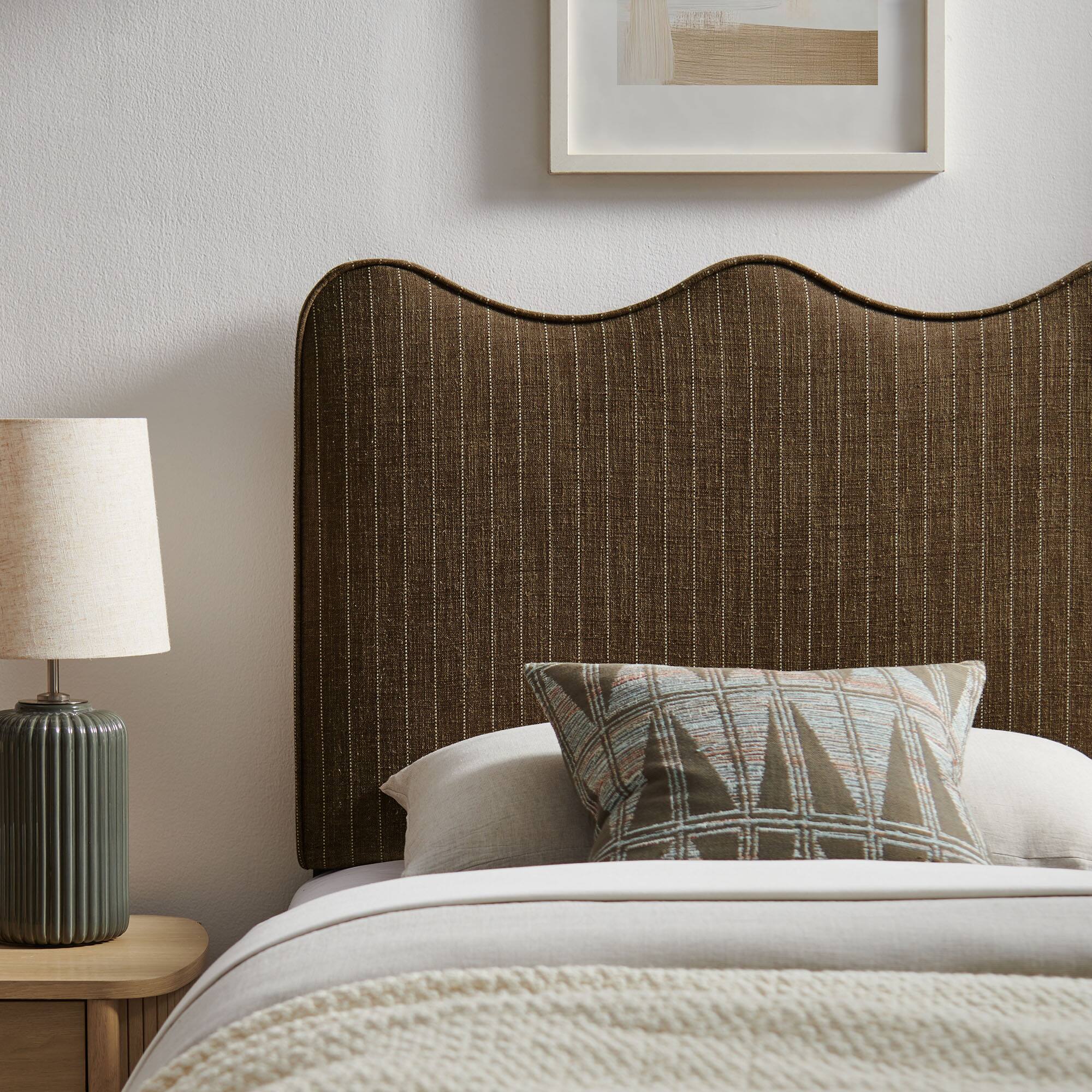 Alt View 1. Modway - Athena Striped Fabric Upholstered Headboard by Modway - Earth Stripe.