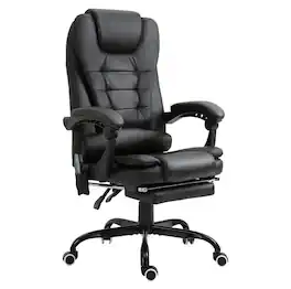 Forest'nSky - Massage Office Chair High Back Executive Recliner with Lumbar Support,Footrest,Reclining Back - Black