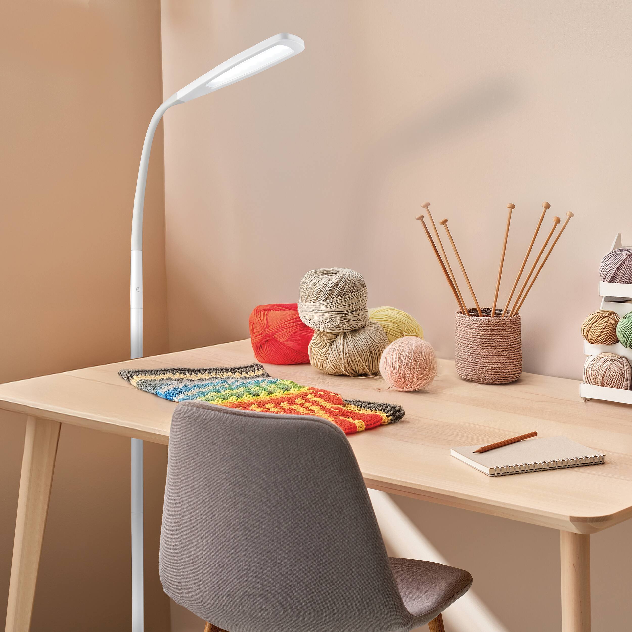 Alt View 2. OttLite - Natural Daylight LED Flex Floor Lamp - White.