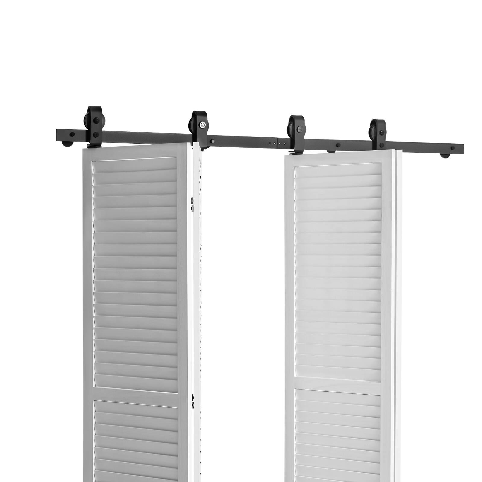 Alt View 5. VEVOR - Bi-Folding Sliding Barn Door Hardware Track Kit, 76" Top Mount Track Kit, Slide Smoothly & Quietly, Easy to Install - Black.