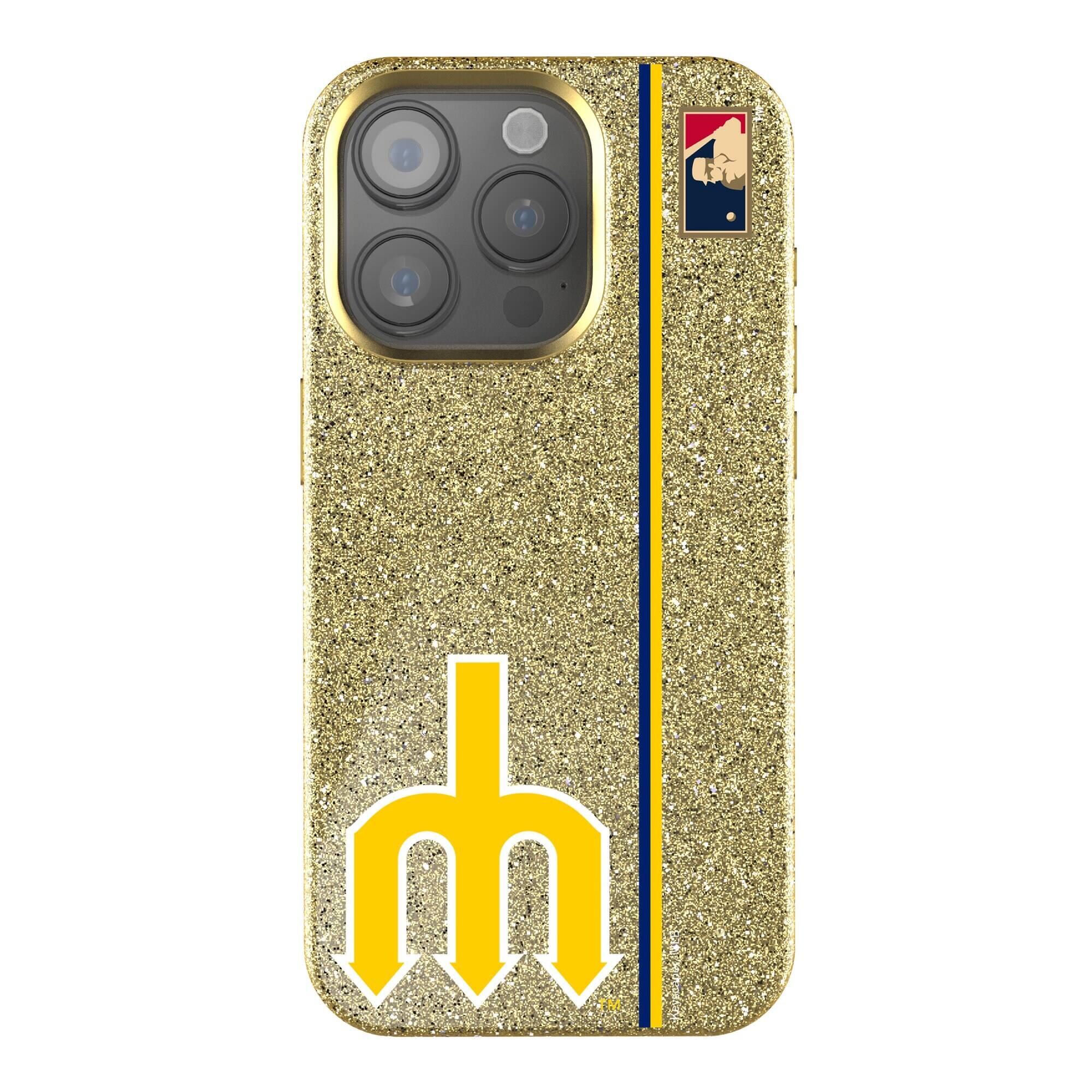 Front. Keyscaper - Seattle Mariners 1977 Logo iPhone Bling Case - 16 - Gold.