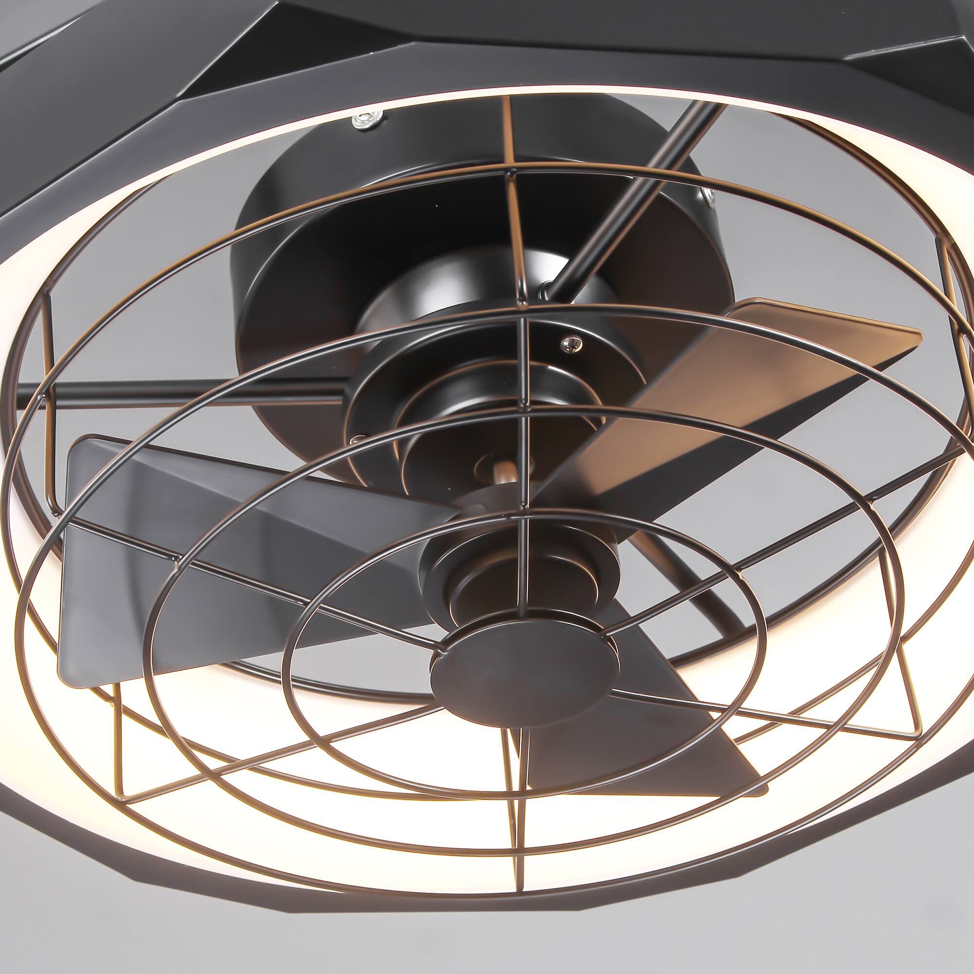 Alt View 6. Parrot Uncle - 20” Matte Black Downrod Mount/ Wall Mount Fan with 3CCT LED Light and Remote, Plug Installation - Black.