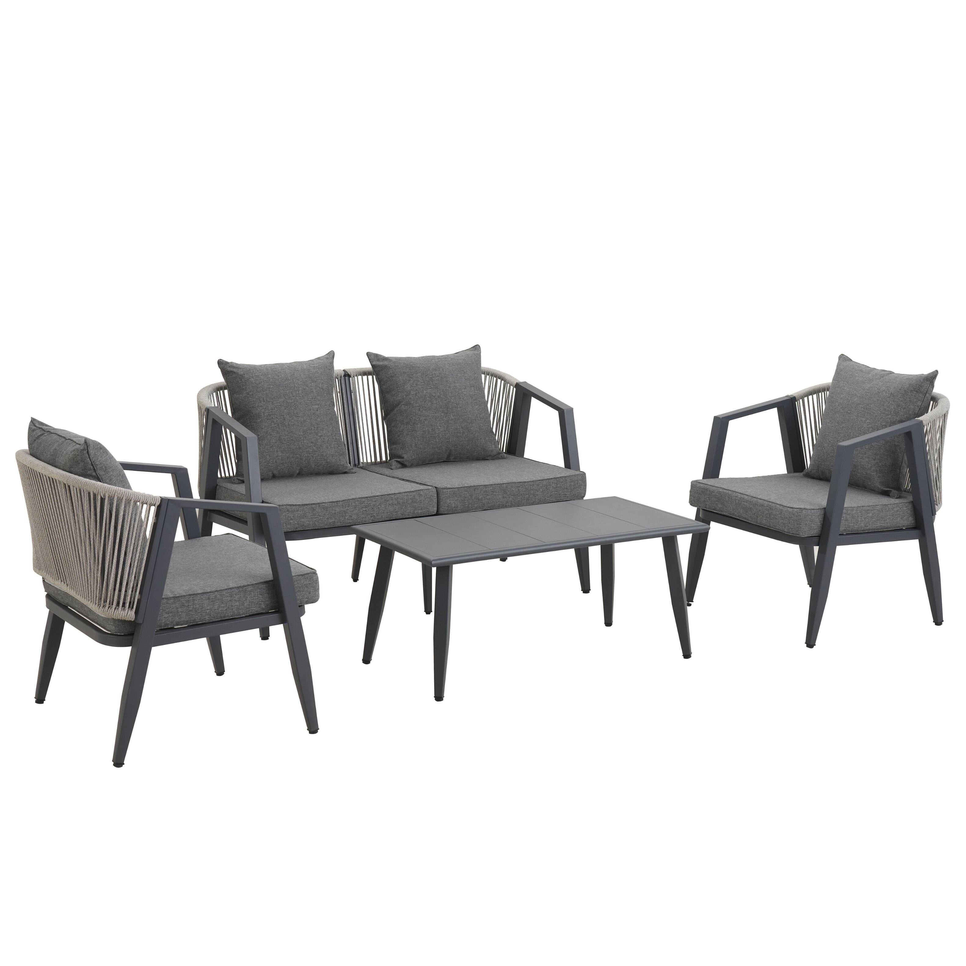Alt View 2. Siljoy - Durable and Comfortable Outdoor Seating Set,Suitable for Patios, Lawns, and Poolsides  - Gray.