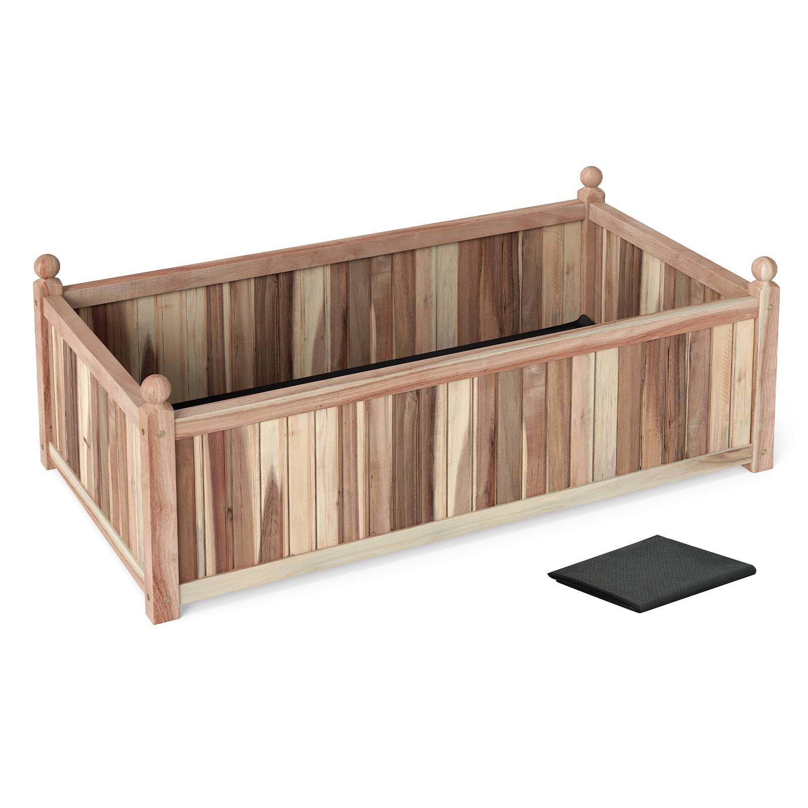 Front. Ecooso - Acacia Wood Raised Garden Bed Planter with Liner.