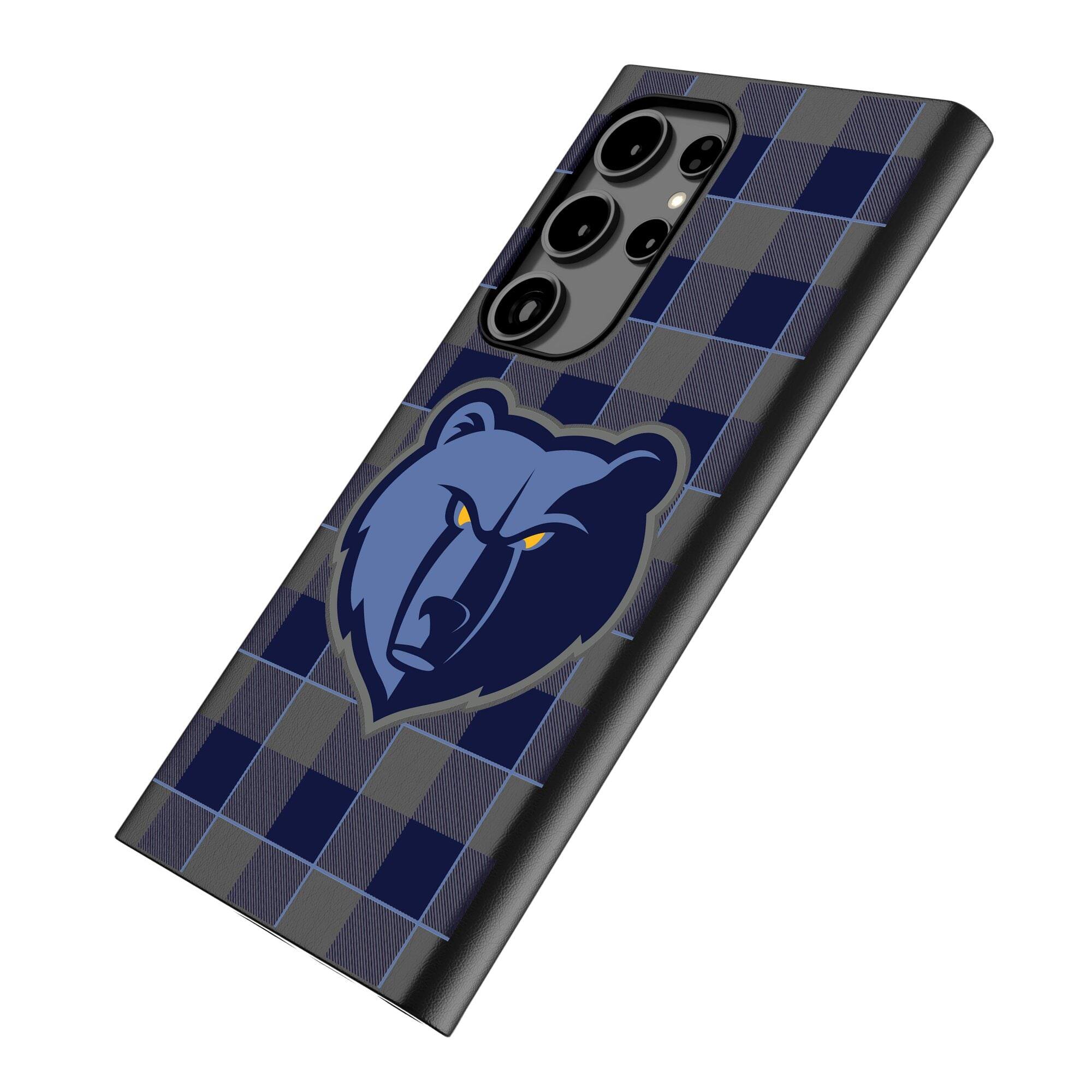Alt View 1. Keyscaper - Memphis Grizzlies Plaid Galaxy Magnetic Bump Case - S25 Ultra - Black.