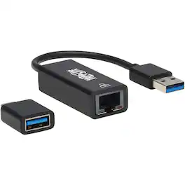Eaton Tripp Lite Series USB-C, USB-A to RJ45 Gigabit Ethernet Network Adapter (2xM/F), USB 3.2 Gen 1, USB 3.0 - Black