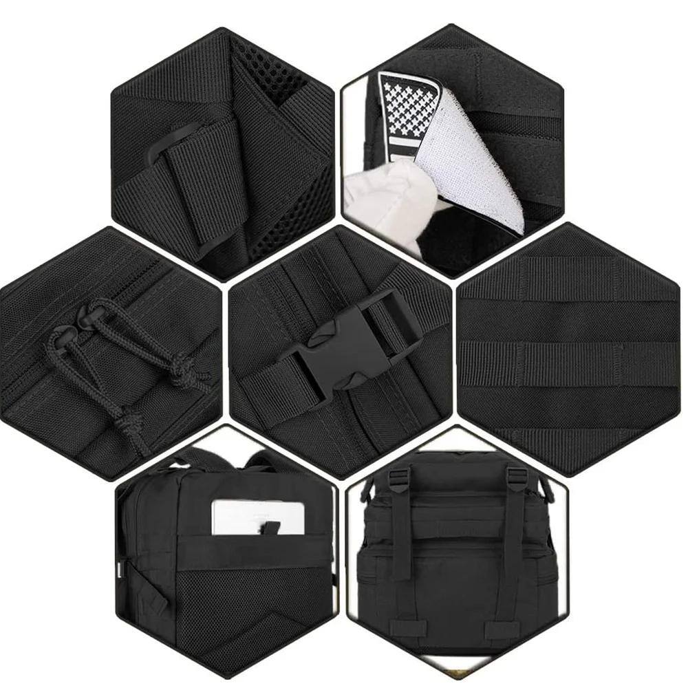 Alt View 2. Generic - 45L Large Tactical Backpack for Men, 900D Heavy Duty Bag, Expandable Backpack for Hunting, Hiking, Camping - BLACK.