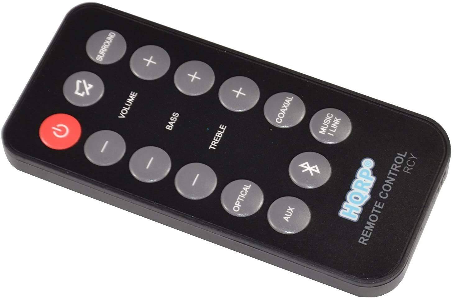 SURROUND  
VOLUME  
BASS  
TREBLE  
OPTICAL  
COAXIAL  
MUSIC LINK  
AUX  
REMOTE CONTROL RCY  
HORPO