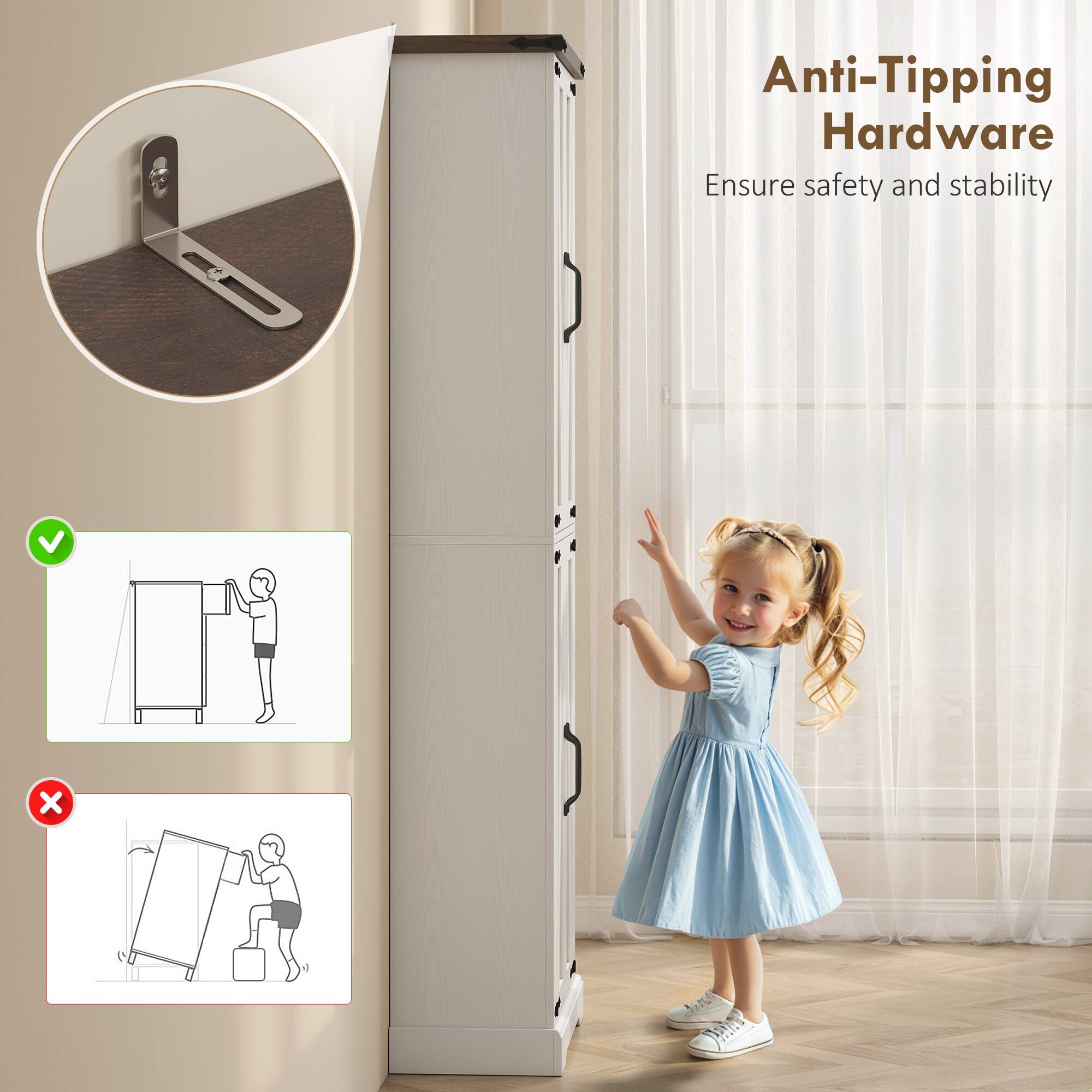 Anti-Tipping Hardware  
Ensure safety and stability