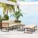Alt View 3. Costway - 6 PCS Acacia Wood Patio Furniture Set Outdoor Sectional Conversation Sofa Set - Natural + Black + Beige.