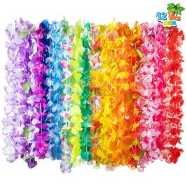 Joyfy - 60 Counts Hawaiian Leis Bulk, Tropical Flower Lei Hawaiian Lei Beach Hawaii Luau Party Favors Decoration - colorful