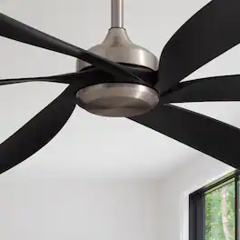 Siljoy - 64" No Light Propeller Ceiling Fan Silent Reversible DC Motor 6 Speeds Timer Natural Wind Remote APP Indoor Outdoor Use - Black Nickel