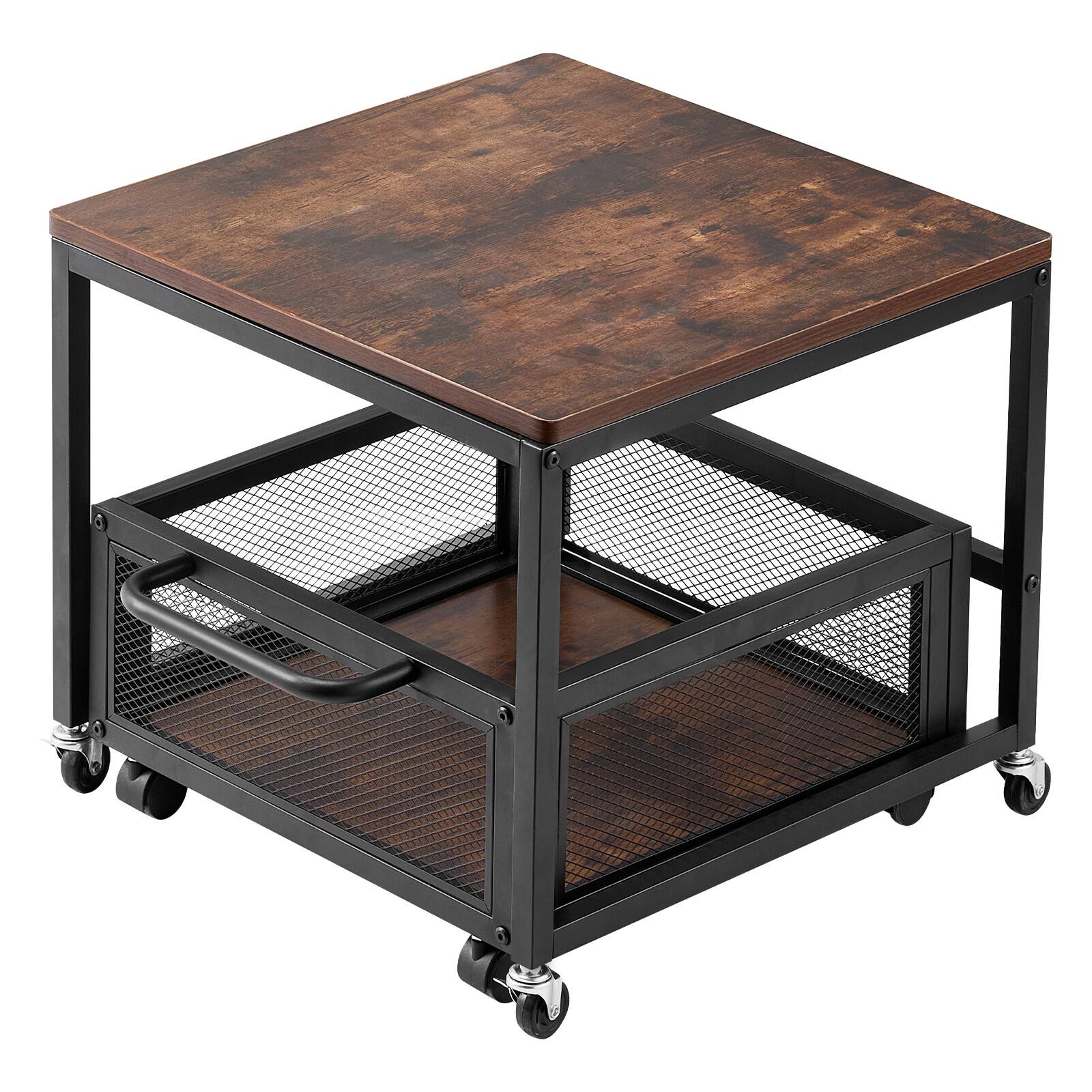 Alt View 5. VEVOR - Mini Fridge Stand with Storage, 198 lbs Mini Fridge Table with Movable Storage Cart & Swivel Wheels, Refrigerator Stand - Brown.