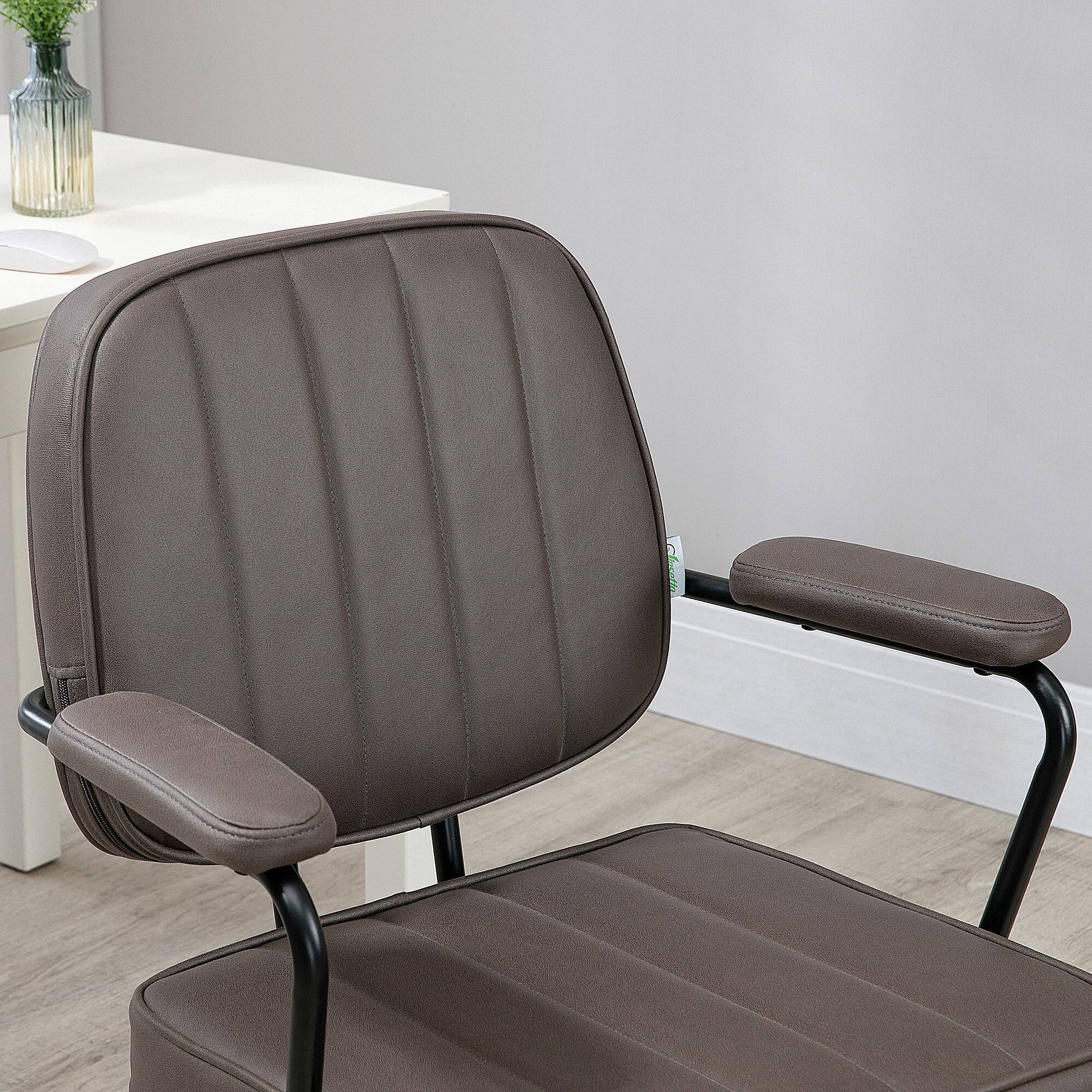 Alt View 4. Vinsetto - Home Office Chair, Microfiber Computer Desk Chair with Swivel Wheels, Adjustable Height, and Tilt Function - brown.