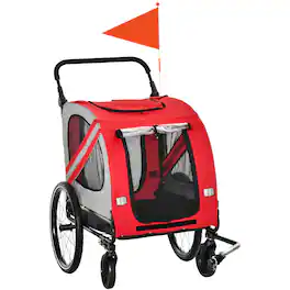 TinyHomie - Aosom 2 in 1 Small Dog Bike Trailer Bicycle Stroller Red