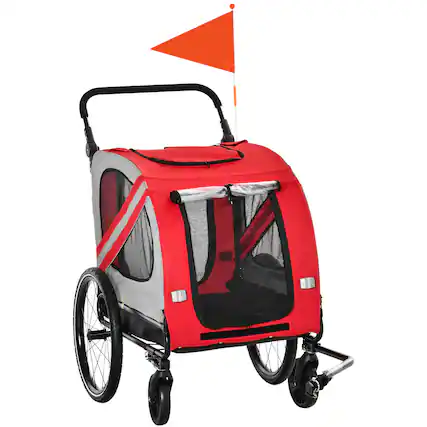 Front. TinyHomie - Aosom 2 in 1 Small Dog Bike Trailer Bicycle Stroller Red.