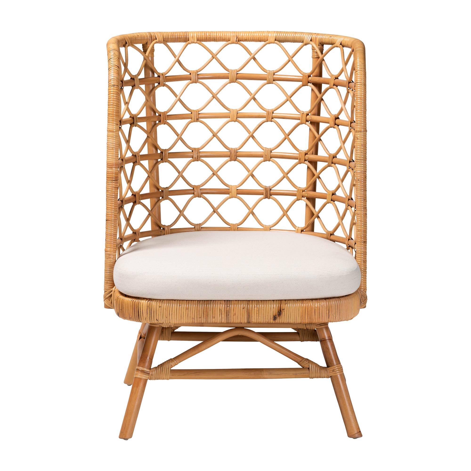 Angle. bali & pari - Tania Bohemian Rattan Accent Chair - Light Honey.