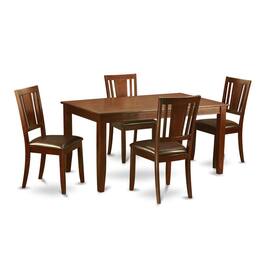 East West Furniture - 5 PC formal Dining room set-Table and 4 Chairs for Dining room - Mahogany