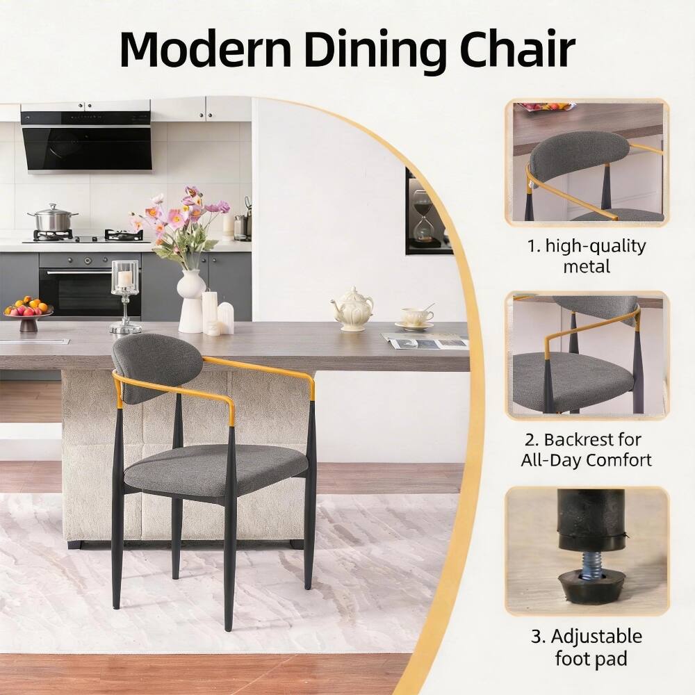 Modern Dining Chair

1. high-quality metal
2. Backrest for All-Day Comfort
3. Adjustable foot pad